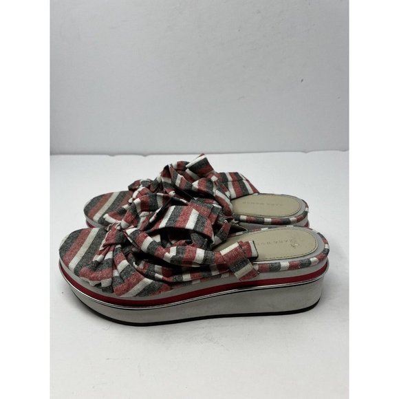 Zara Womens Pink‎ Gray Tie Up Platform Sandals Size 10 - Picture 5 of 9